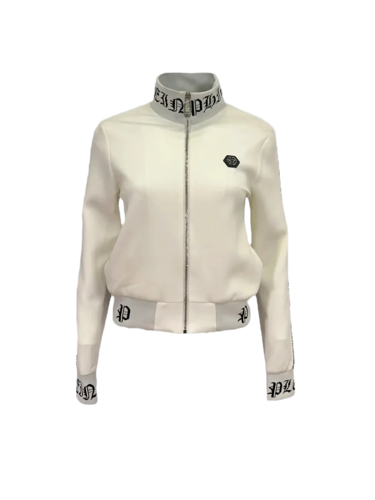 Gothic Plein zip-up hoodie in triacetate and crystals.