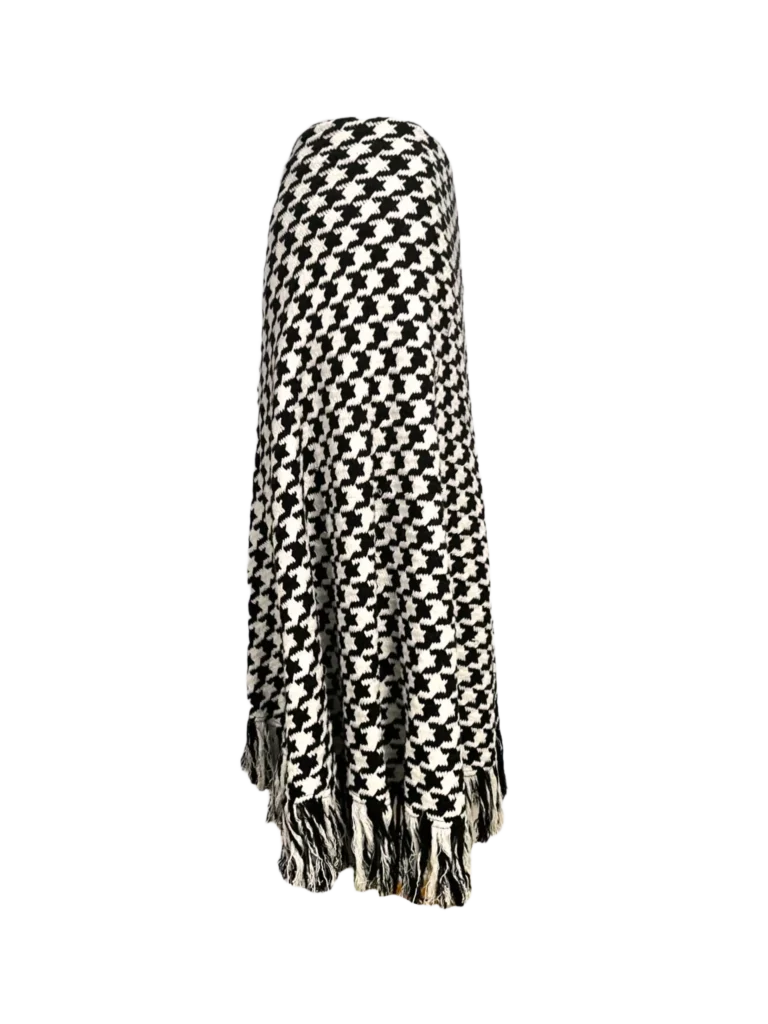 Houndstooth cotton midi skirt with fringes., photo 2 of 5