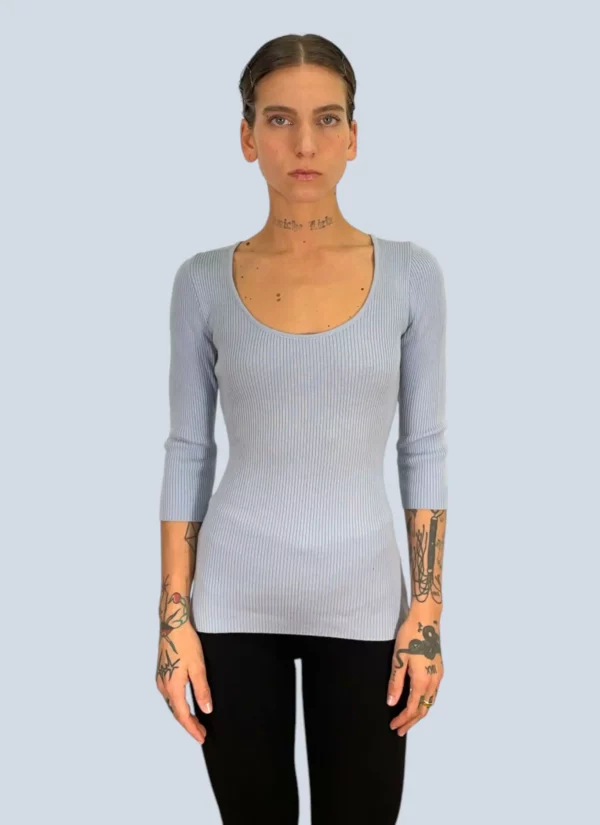 <b>Dolce&Gabbana</b><br> maglia con maniche a 3/4 in lana a coste, 42.