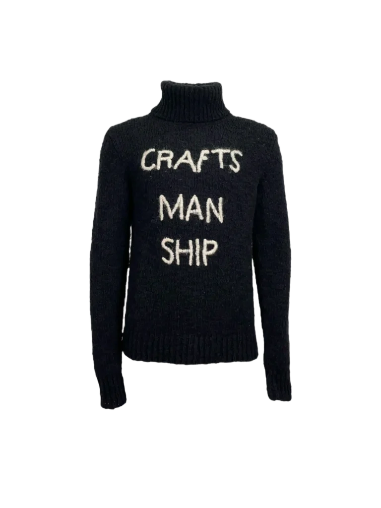 Maglione a collo alto in lana lavorata "Crafts Man Ship".