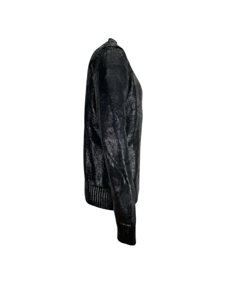 Maglione in lana con effetto spalmato., foto 2 di 6