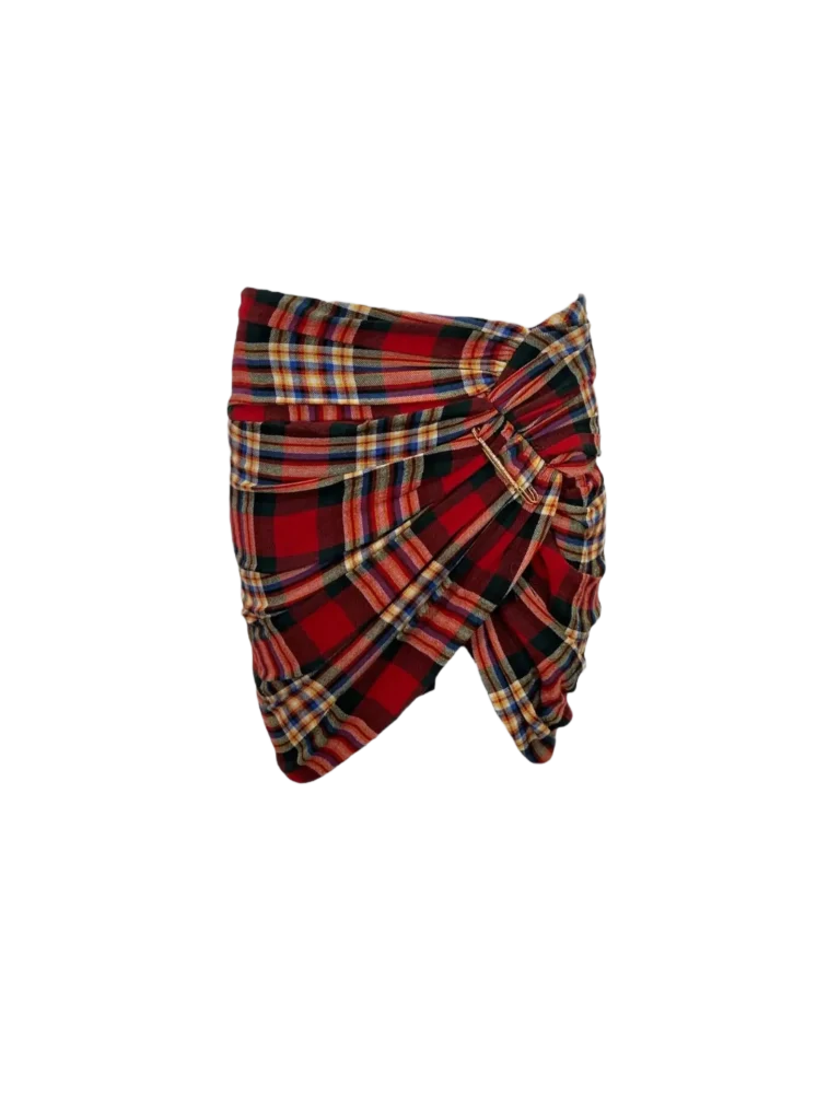 Wool blend tartan mini skirt.