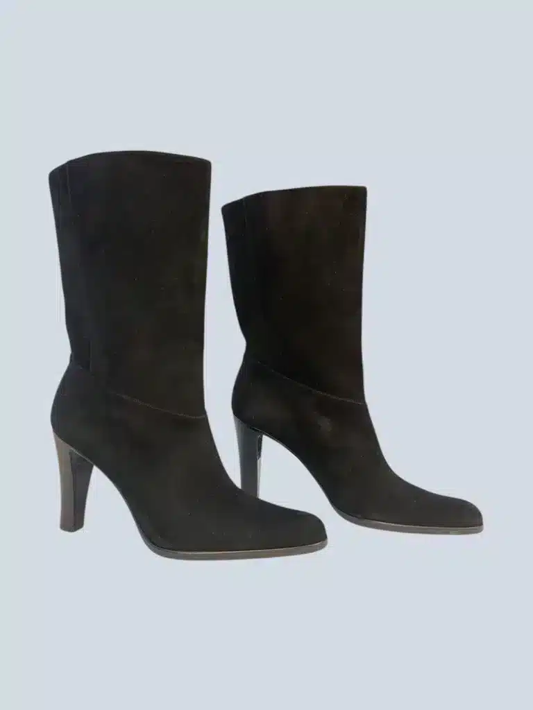 Stivaletti con tacco in suede 35,5C., foto 2 di 5