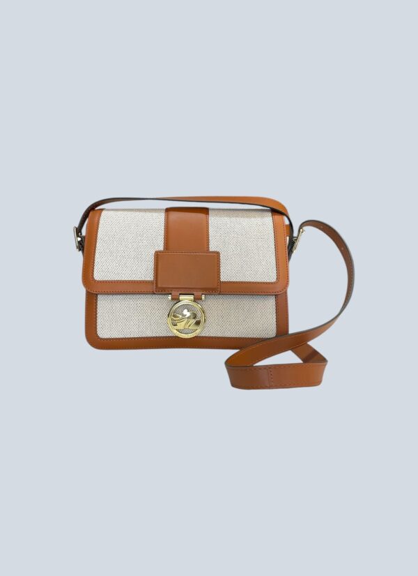 <b>Longchamp</b> <br> borsa a tracolla Box Trot in tela e pelle.