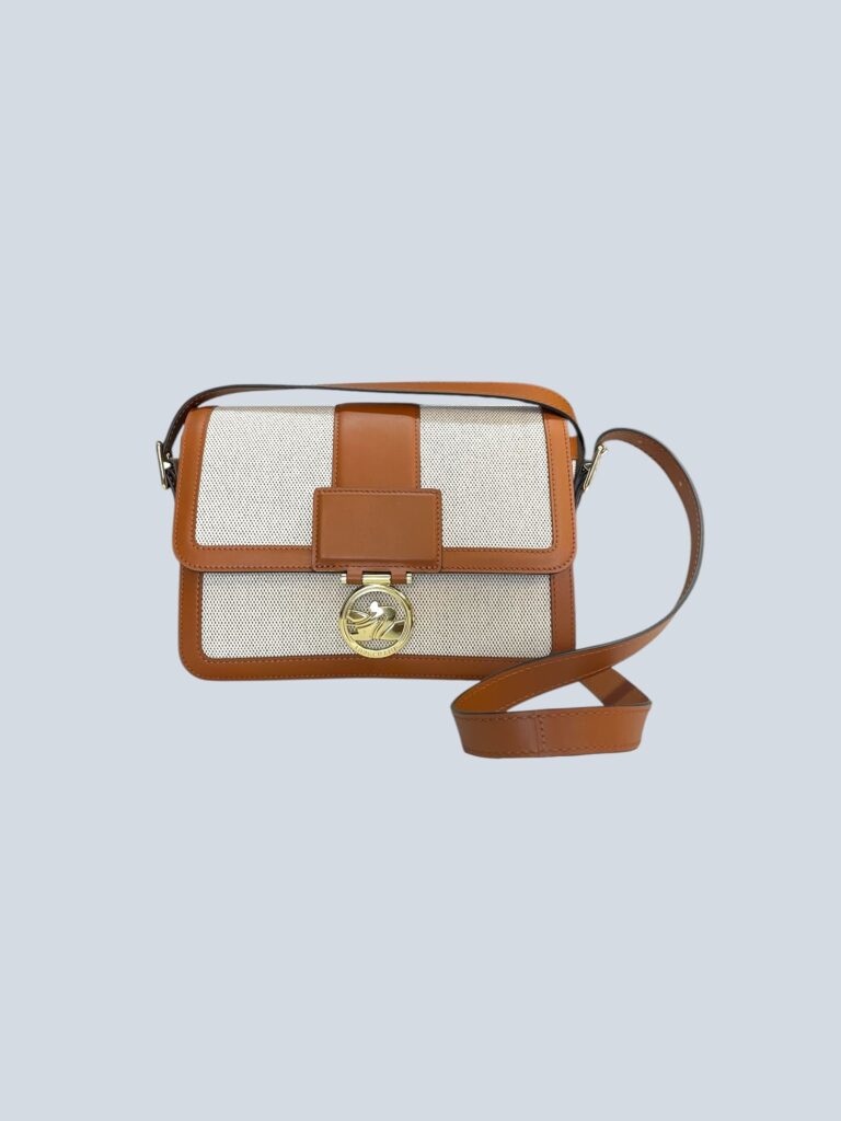 Borsa a tracolla Box Trot in tela e pelle.