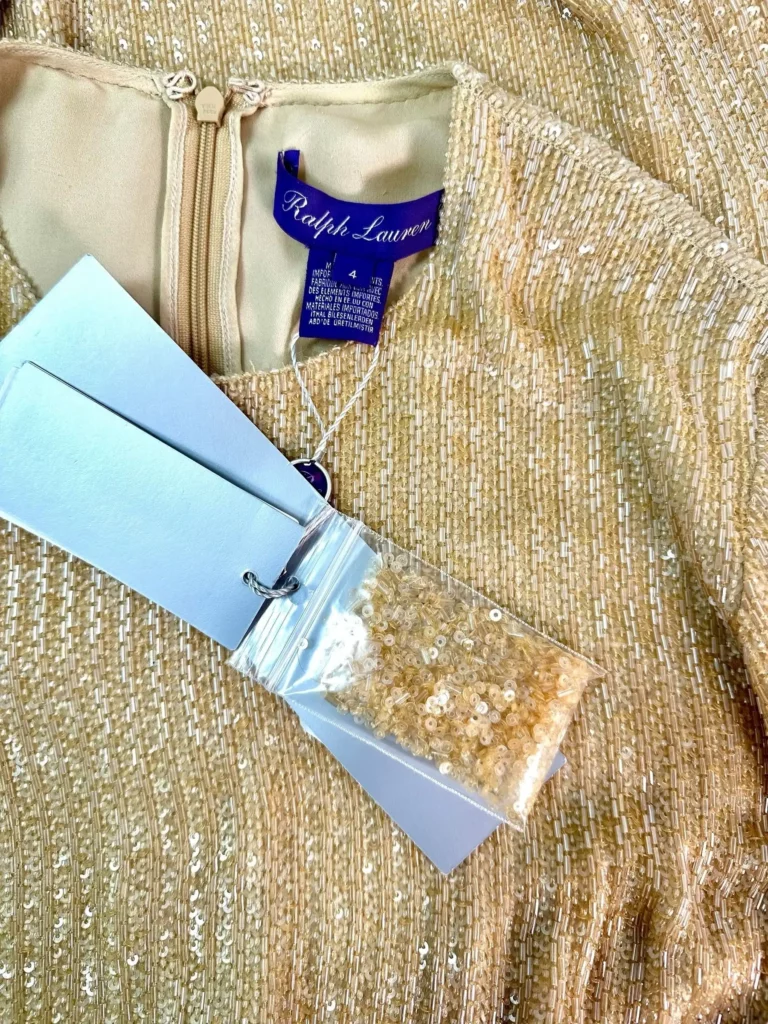 Abito midi in seta con paillettes e perline, 4., foto 5 di 7