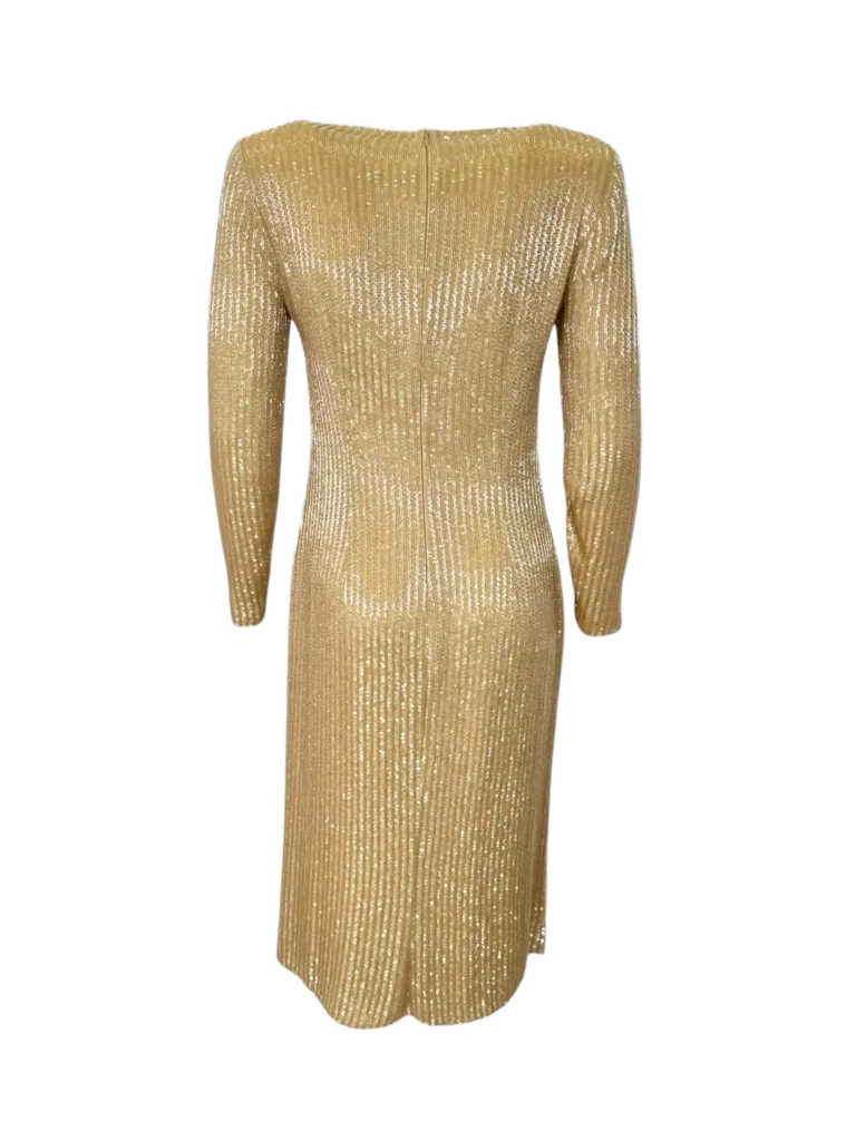 Abito midi in seta con paillettes e perline., foto 4 di 7
