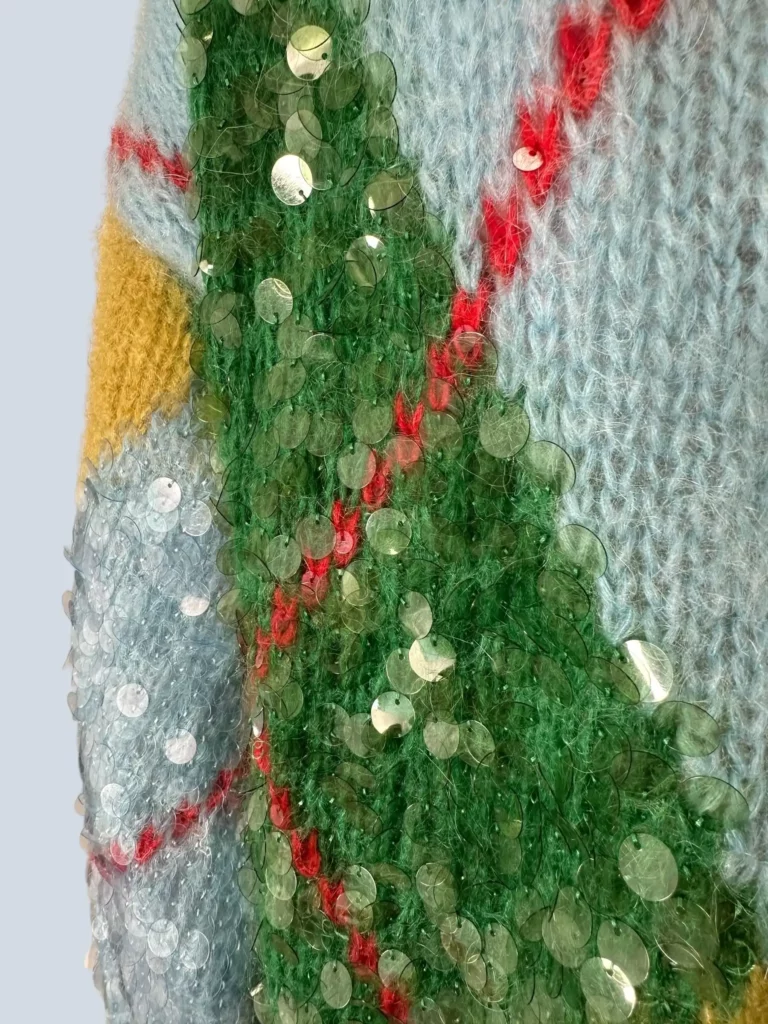 Maglione lungo in misto mohair motivo rombi e paillettes, S., foto 10 di 11