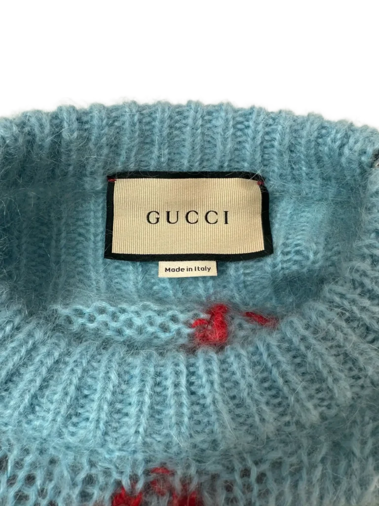 Maglione lungo in misto mohair motivo rombi e paillettes., foto 8 di 11