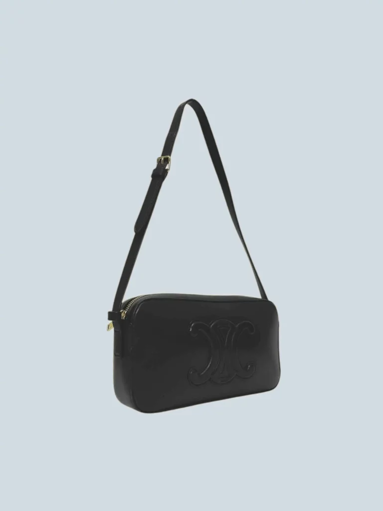 Borsa a spalla in pelle nera con logo., foto 3 di 9