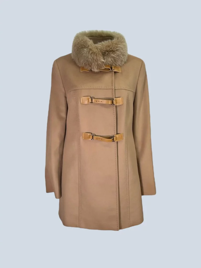 Studio, cappotto in cachemire con collo in volpe, 44.