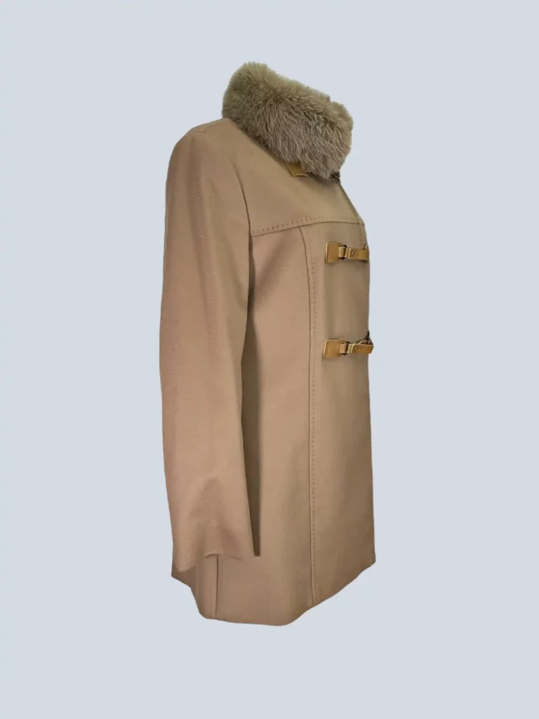 Studio, cappotto in cachemire con collo in volpe, 44., foto 2 di 7