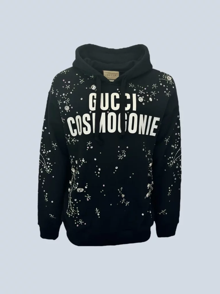 Felpa con cappuccio Cosmogonie in cotone e cristalli, S.