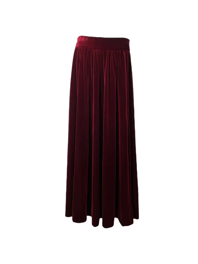 Velvet maxi skirt.