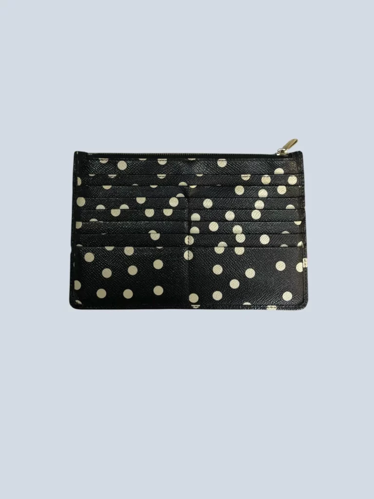 Large polka dot grained leather card holder, photo 2 of 7