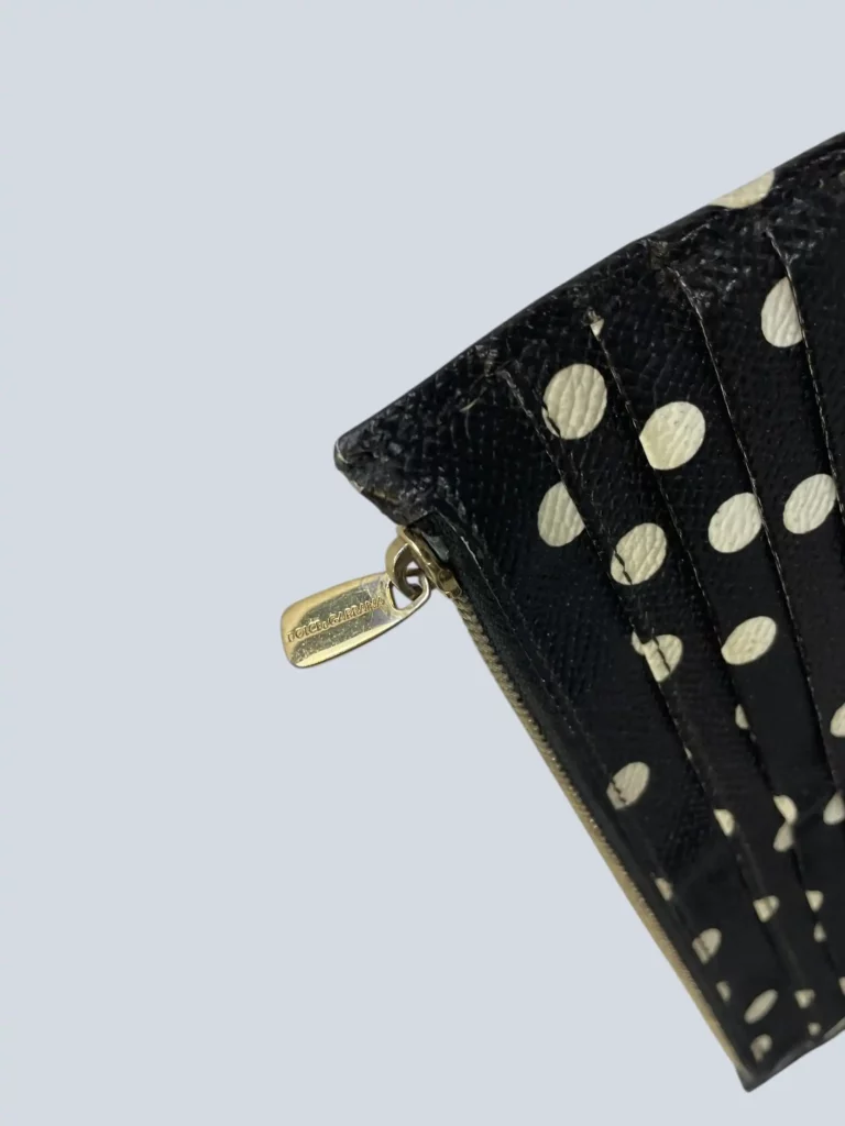 Large polka dot grained leather card holder, photo 4 of 7