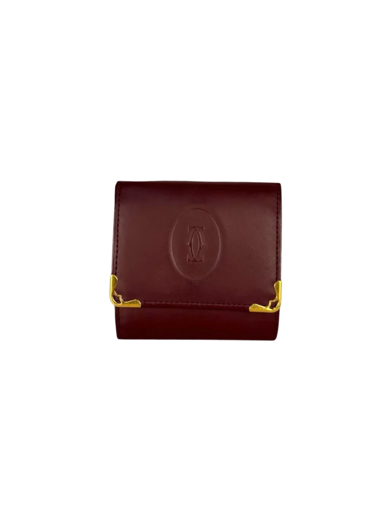 Portamonete in pelle con logo impresso.