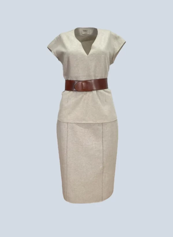 <b>Yves Saint Laurent Edition 24</b><br> set top e gonna in misto lana con cintura in pelle, 40.