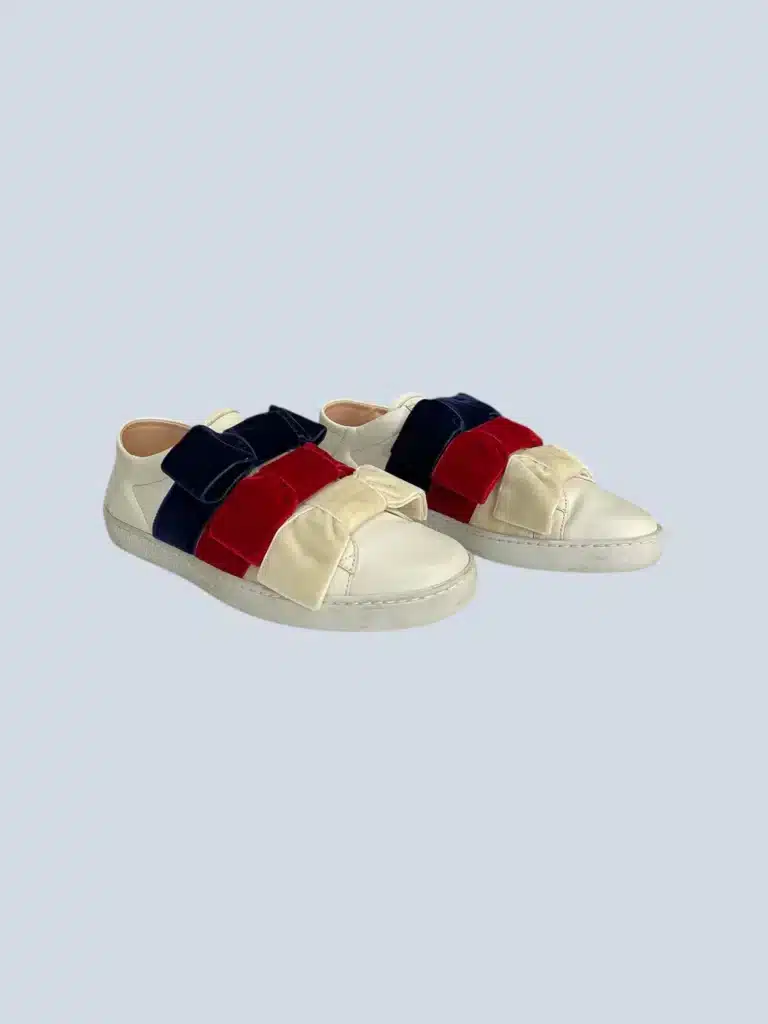 Sneakers in pelle con fiocchi velluto, 37,5., foto 2 di 6