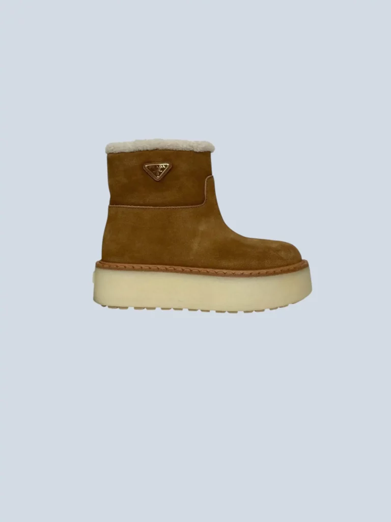 Stivaletti in suede e shearling, 37.