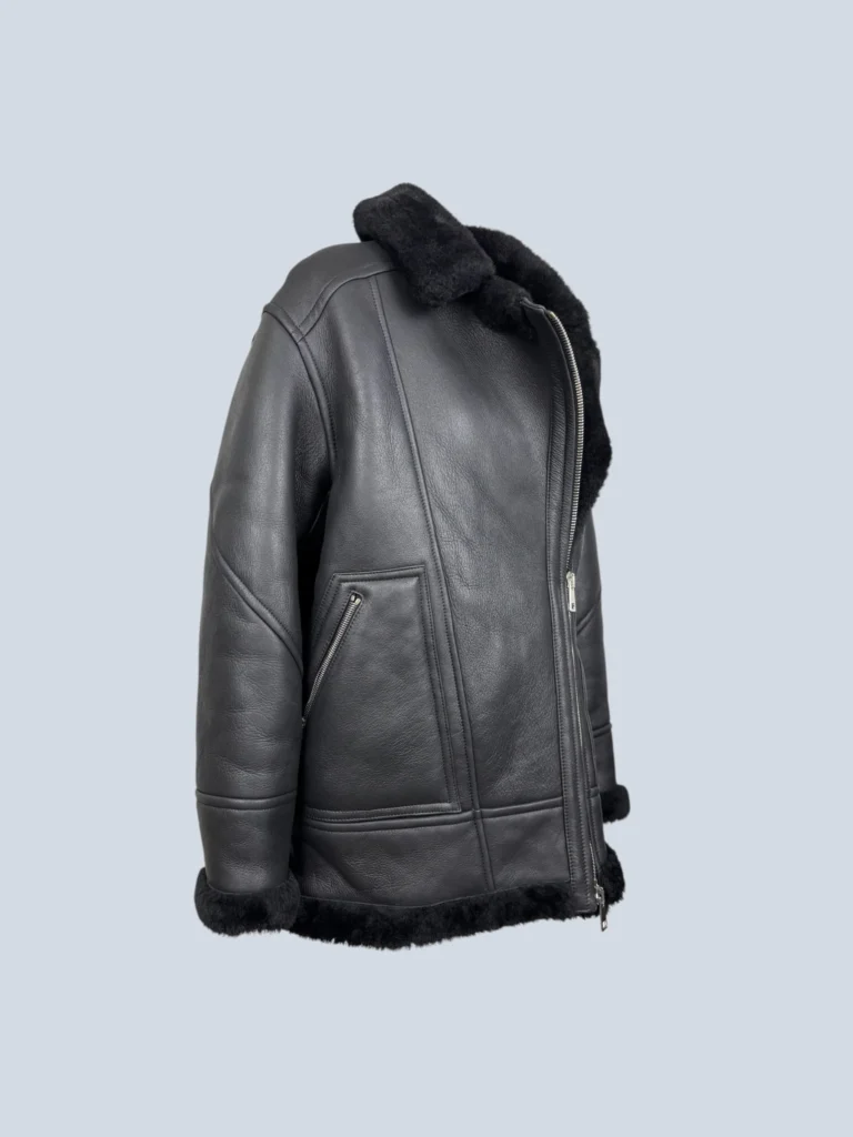 Giubbotto montone over in pelle e shearling, 40., foto 3 di 8