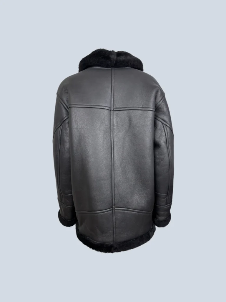 Giubbotto montone over in pelle e shearling, 40., foto 5 di 8