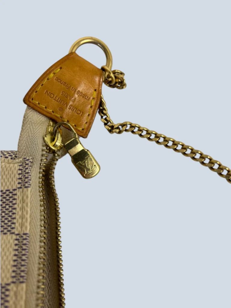 Borsa a mano mini Accessoires in tela Damier Azur e pelle., foto 7 di 9