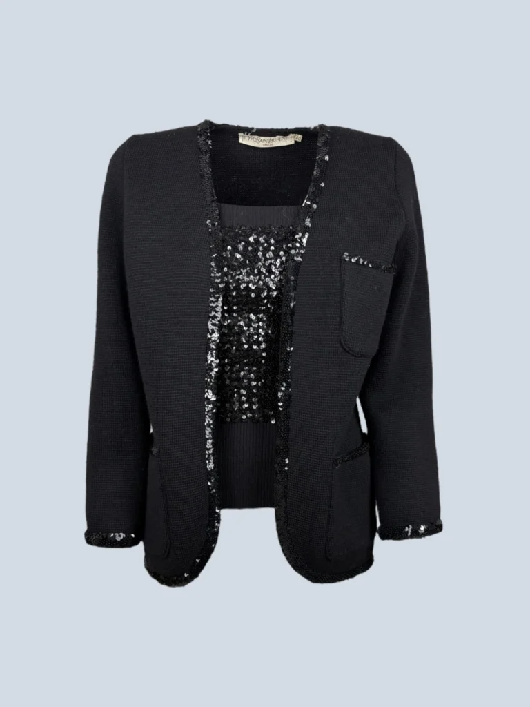 Twin-set vintage in lana e paillettes, 40.