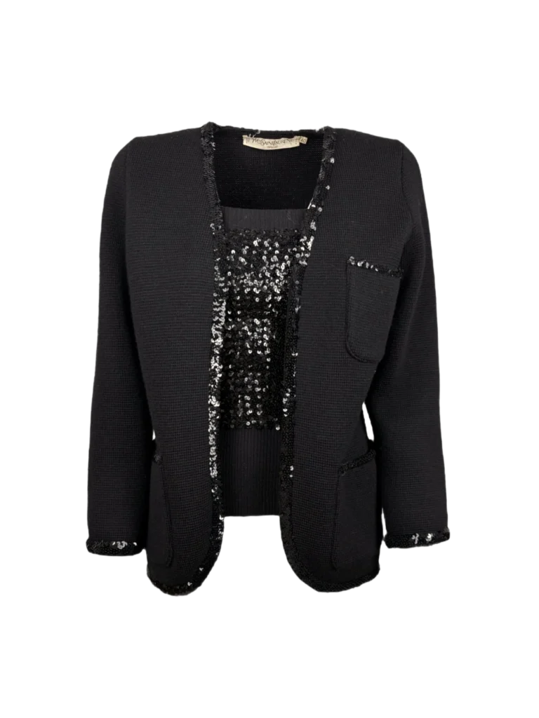 Twin-set vintage in lana e paillettes.