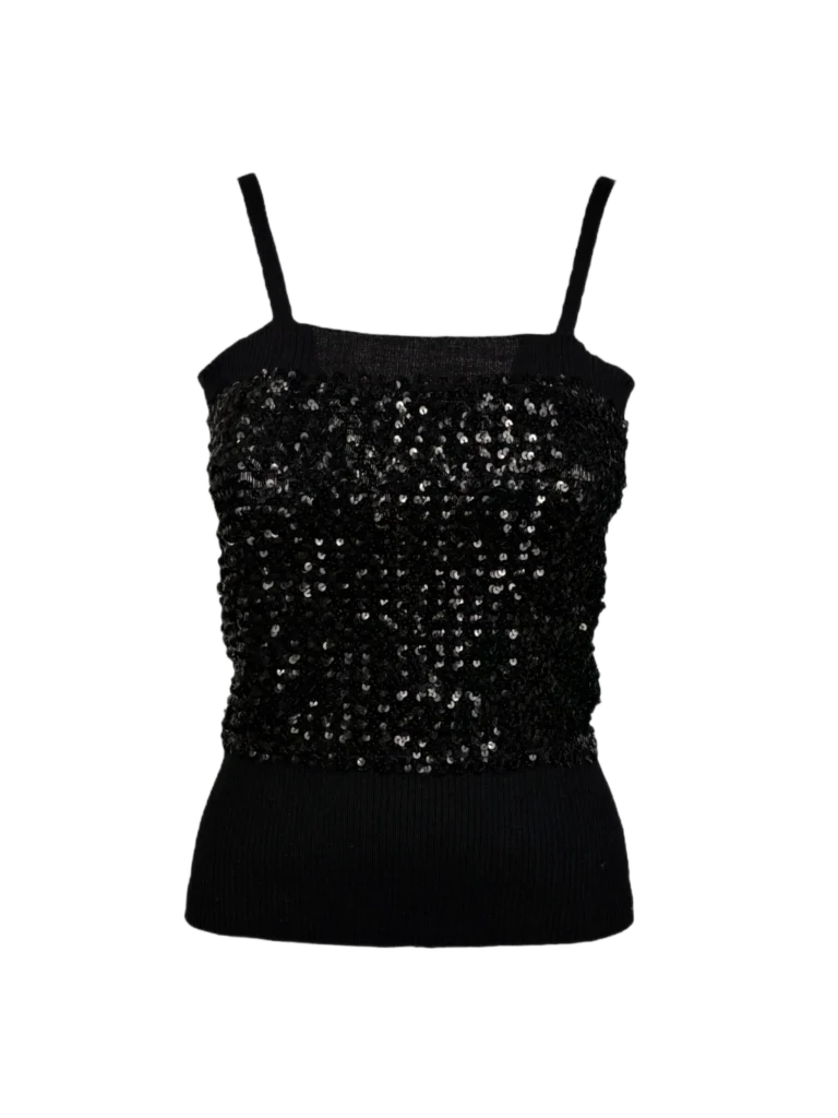 Twin-set vintage in lana e paillettes., foto 4 di 5