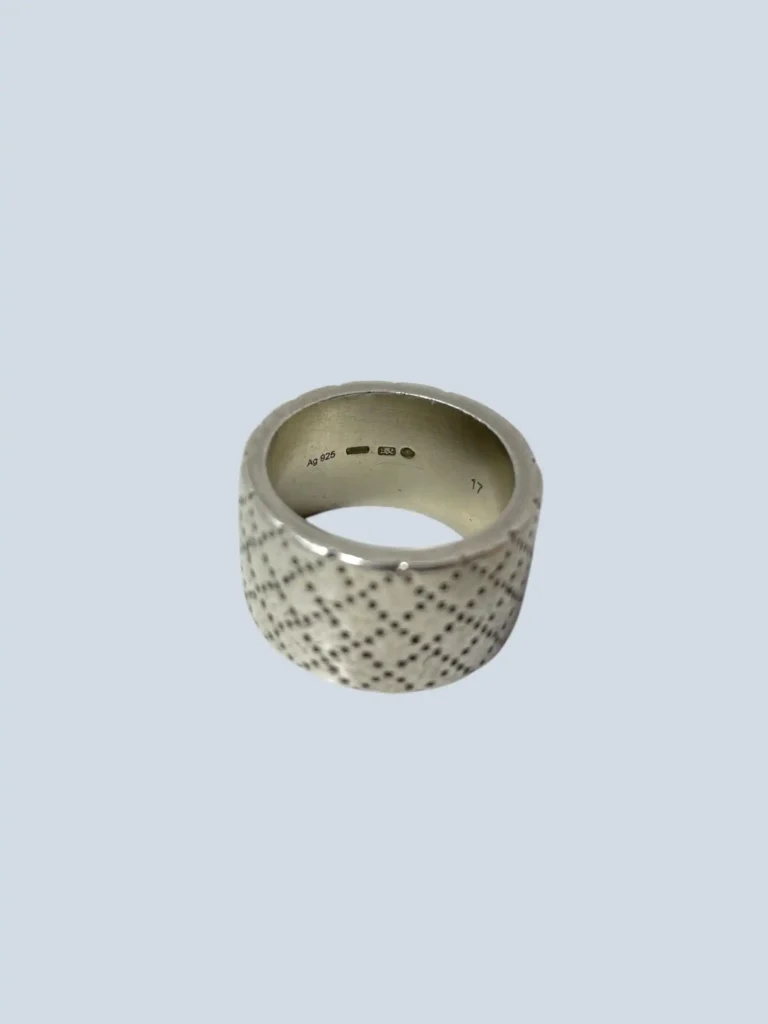 Diamond and web pattern silver ring, photo 4 of 5