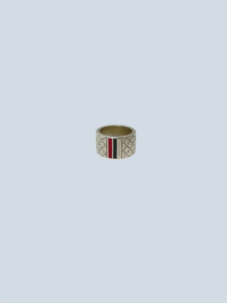 Diamond and web pattern silver ring.