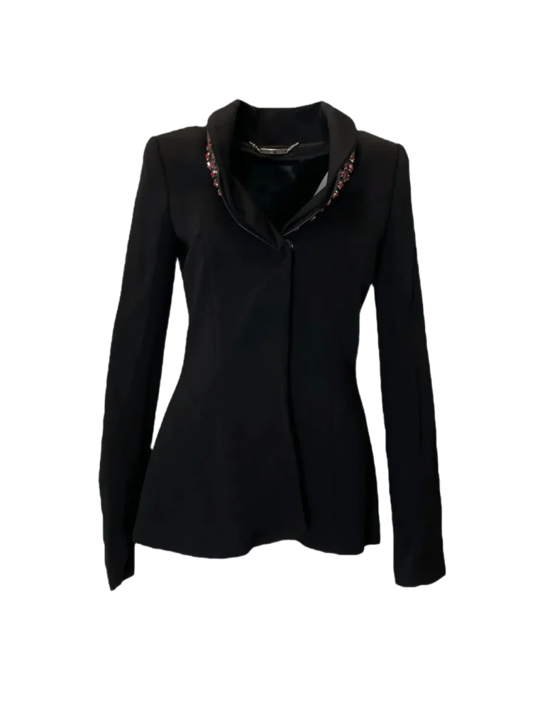 Blazer con collo in pelle e borchie a stella.