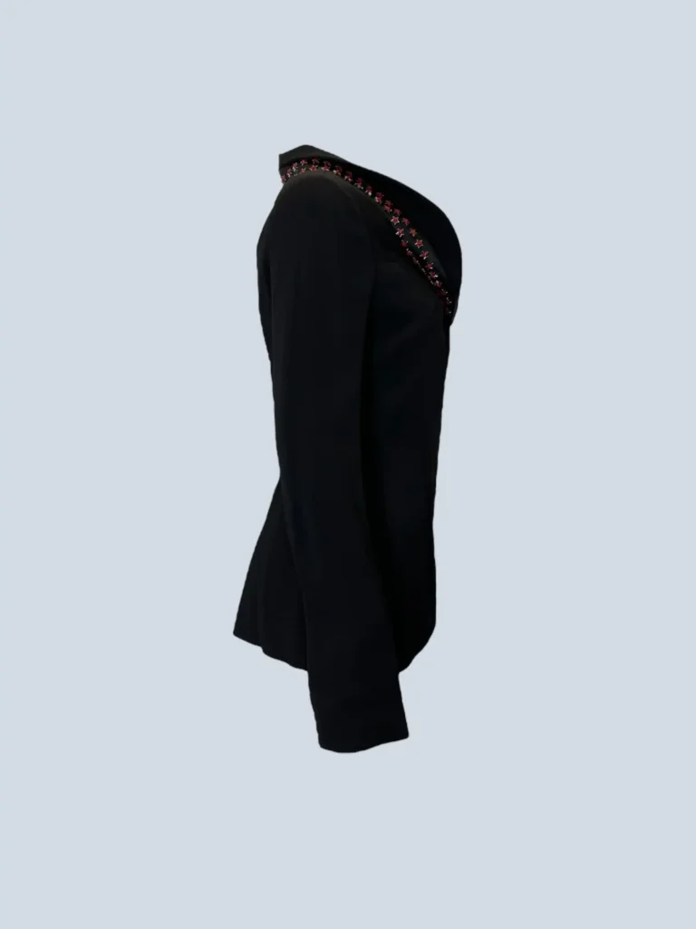 Blazer con collo in pelle e borchie a stella, 42., foto 2 di 7