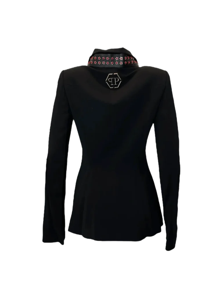 Blazer con collo in pelle e borchie a stella., foto 3 di 7