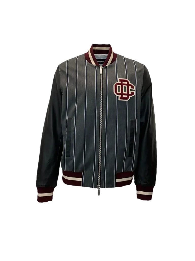 Giubbotto bomber in lana e pelle.