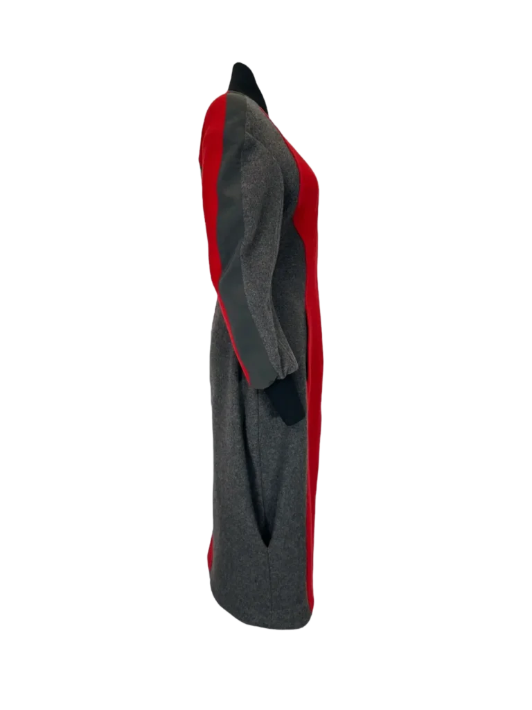 Cappotto lungo con zip bicolore., foto 3 di 6