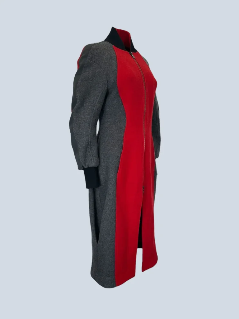 Cappotto lungo con zip bicolore, 40., foto 2 di 6