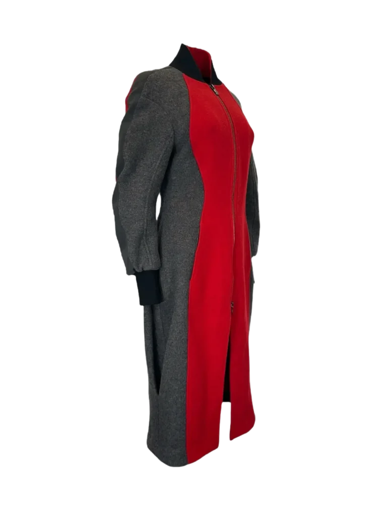 Cappotto lungo con zip bicolore., foto 2 di 6