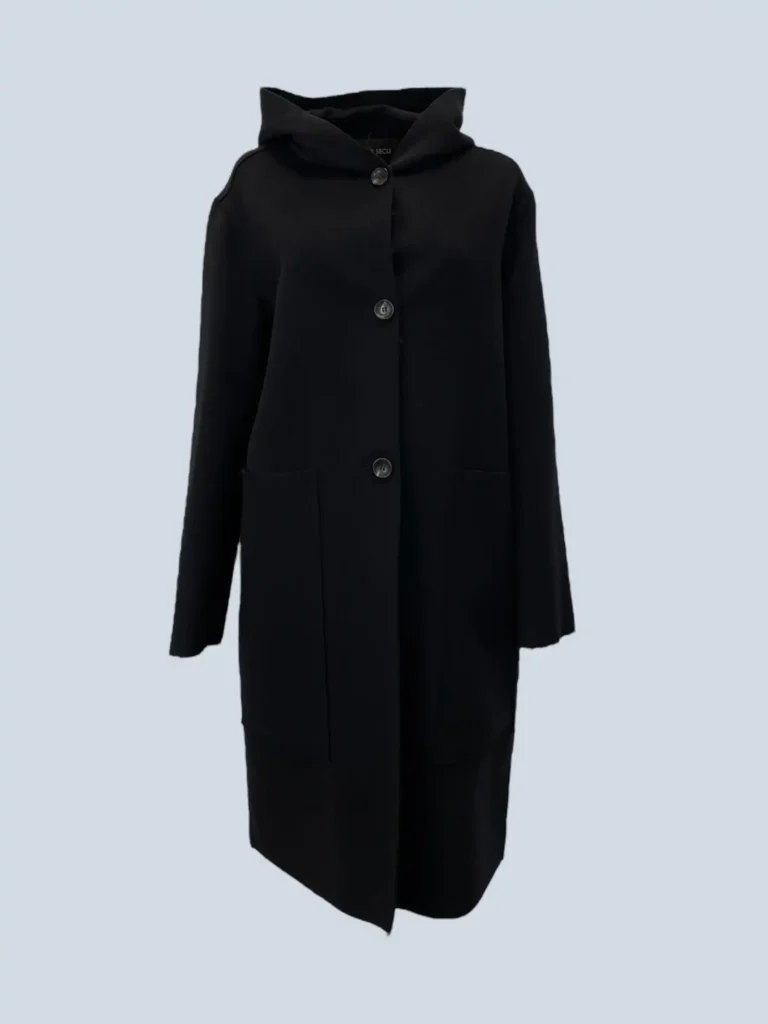 Cappotto monopetto con cappuccio in misto cachemire, 40.