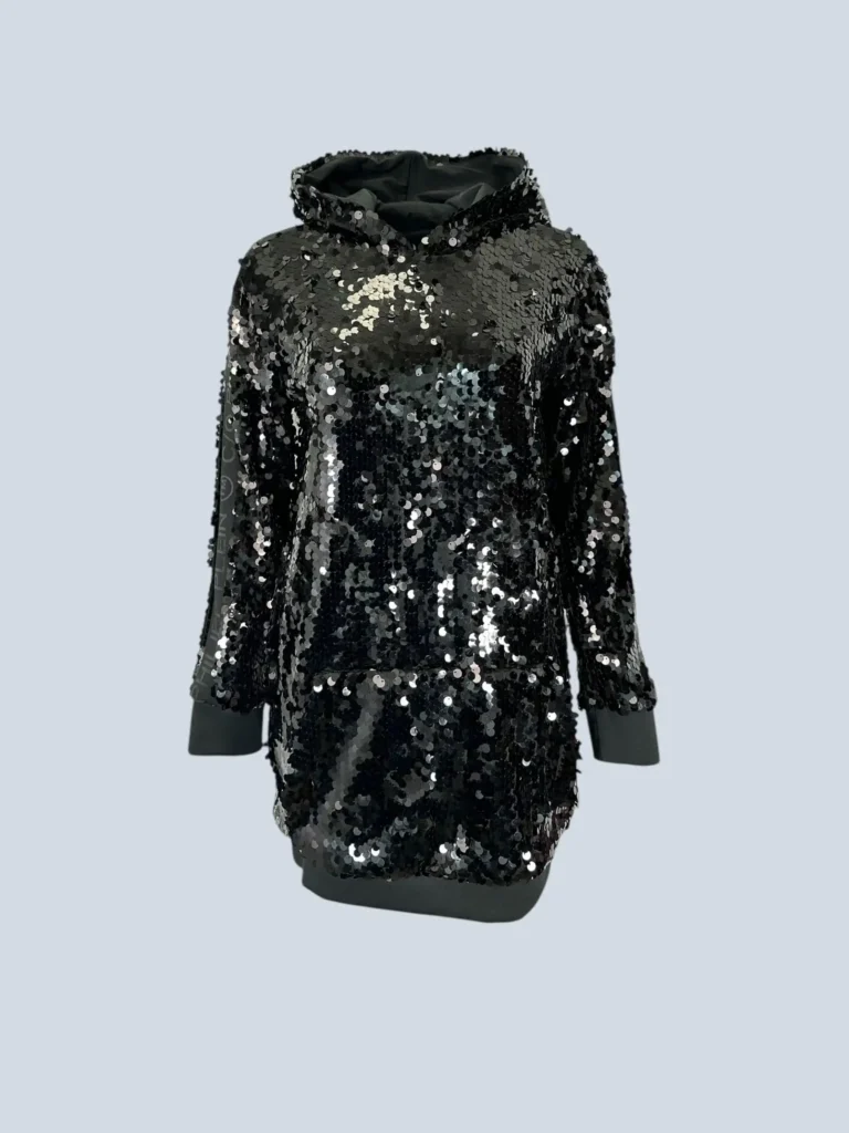 Felpa con cappuccio in paillettes, S.