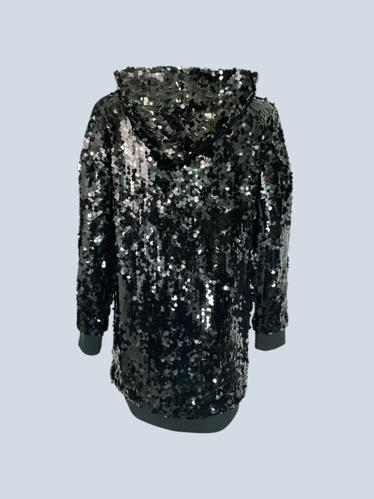 Felpa con cappuccio in paillettes, S., foto 4 di 9