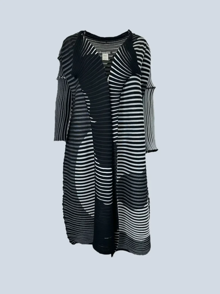 Maxi cardigan plissè fantasia optical, 2.