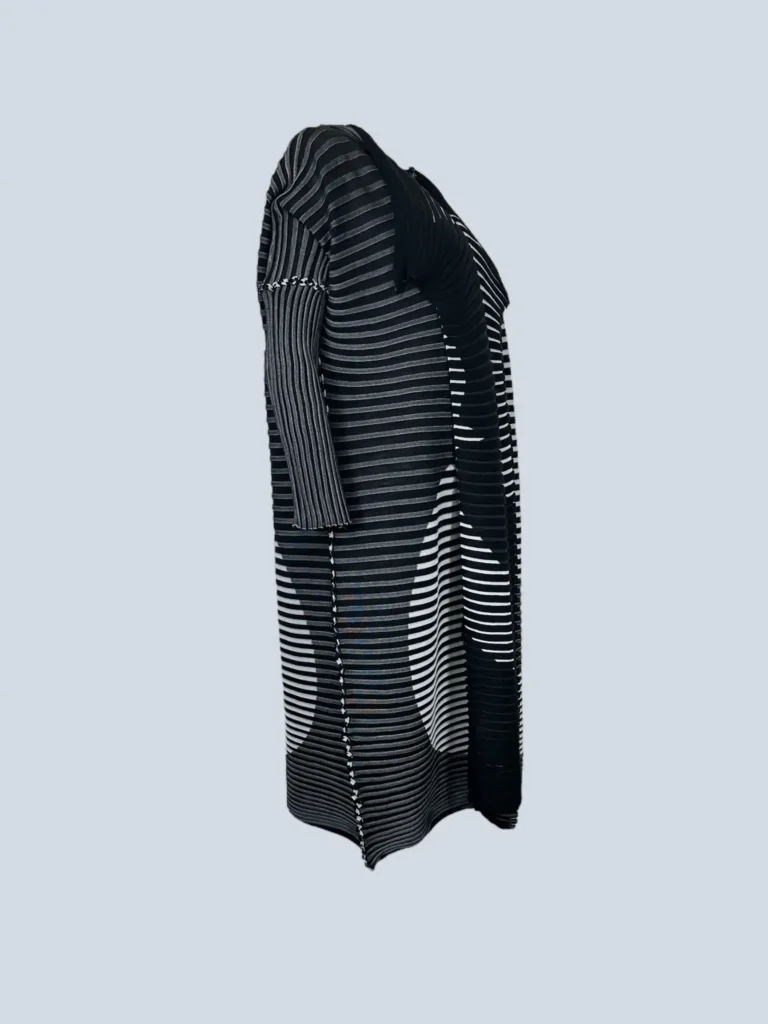 Maxi cardigan plissè fantasia optical, 2., foto 2 di 5