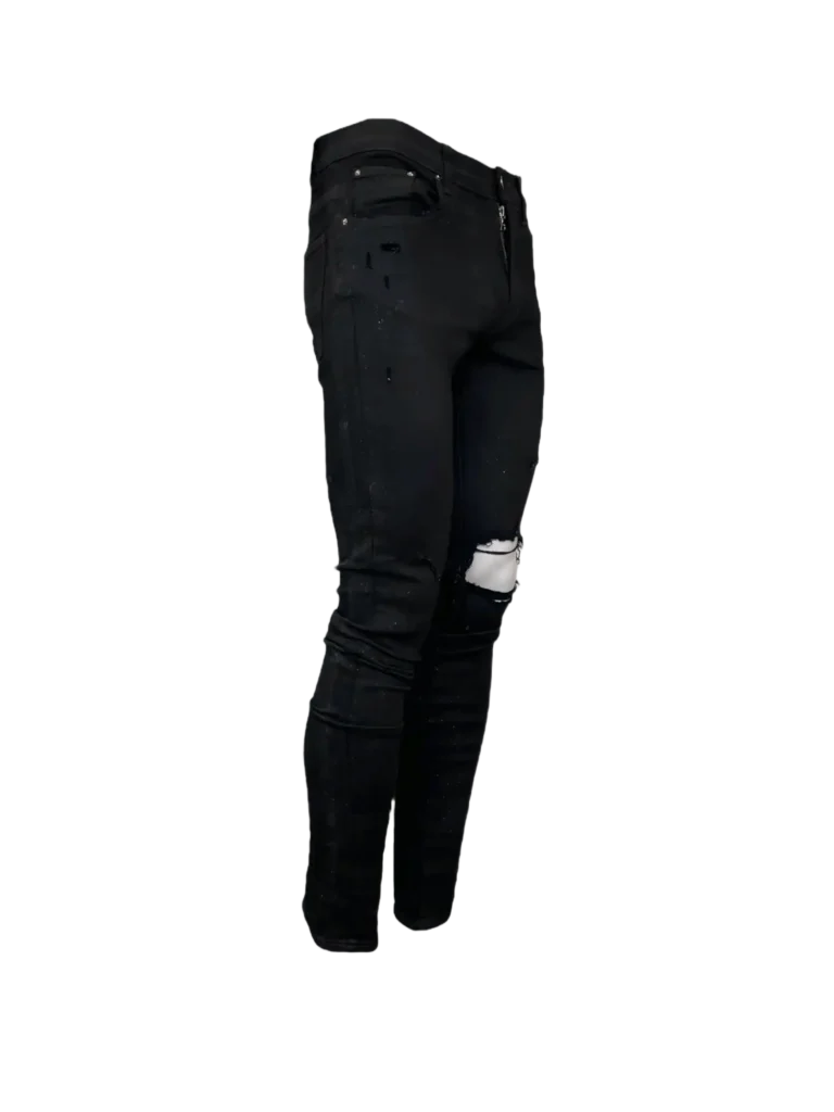 Pantaloni skinny in cotone distressed e glitter., foto 2 di 9