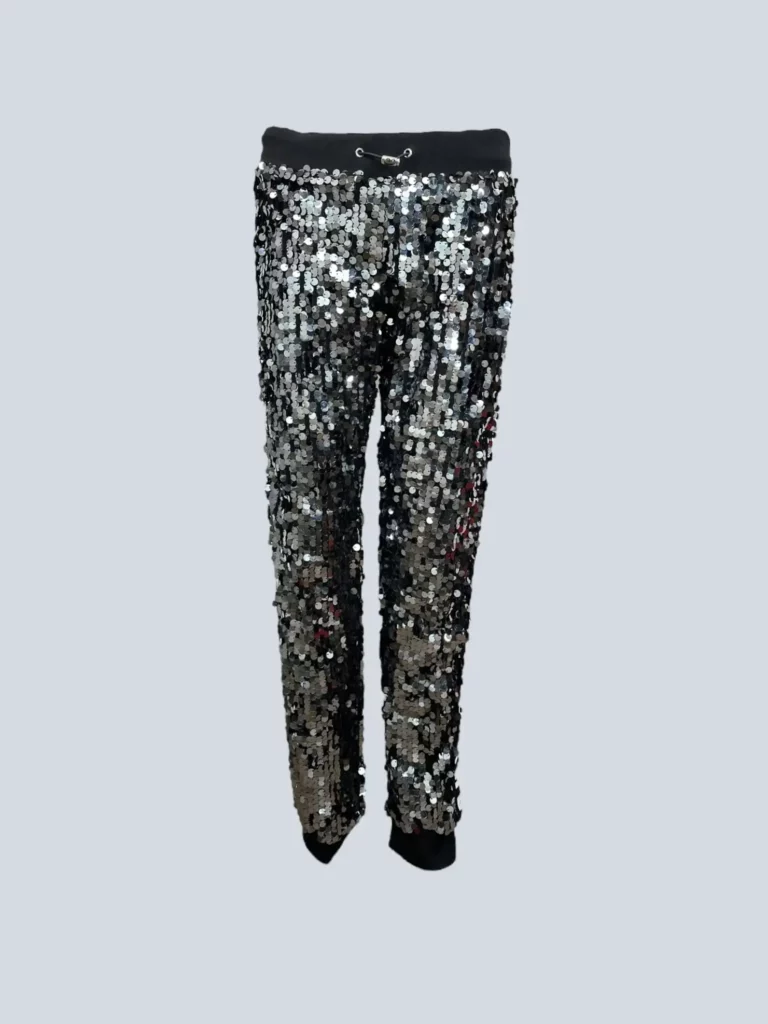 Pantaloni jogger con paillettes e bande logo, S.
