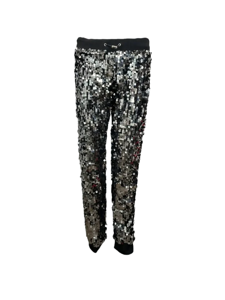 Pantaloni jogger con paillettes e bande logo.