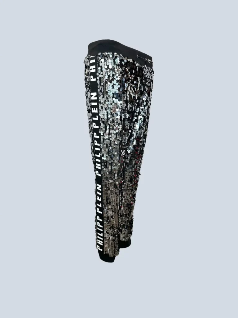 Pantaloni jogger con paillettes e bande logo, S., foto 2 di 7