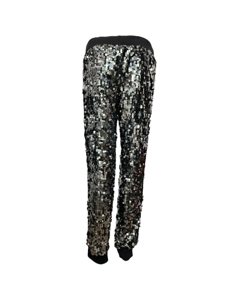 Pantaloni jogger con paillettes e bande logo., foto 4 di 7