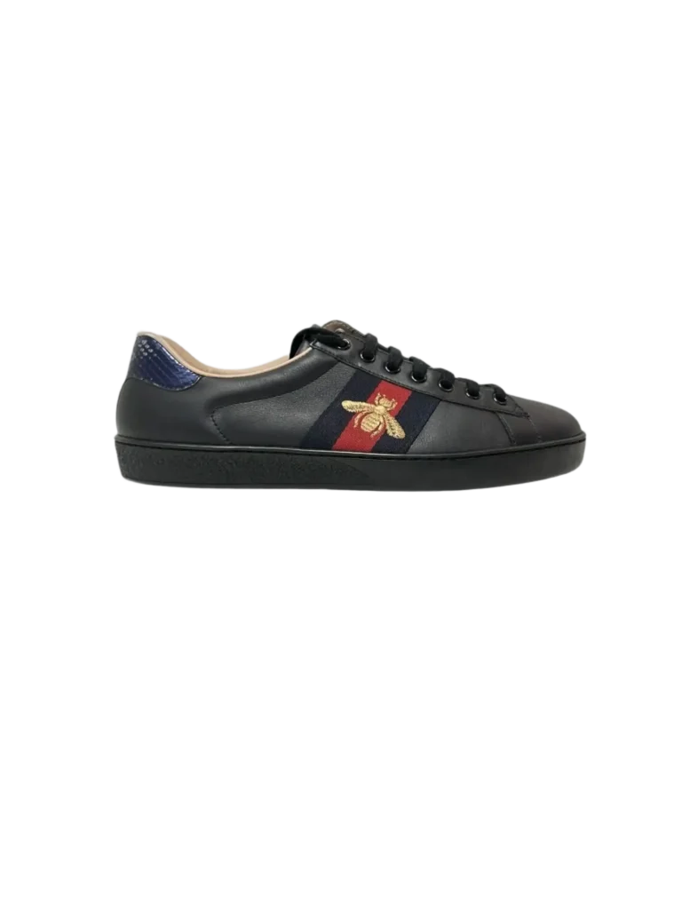 Ace leather sneakers with bee and web embroidery.